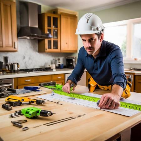 量尺寸，备工具，戴安全帽