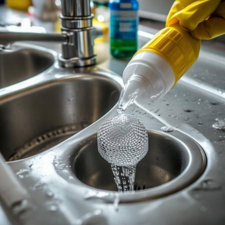 “排水管油污,清洁剂清洗”