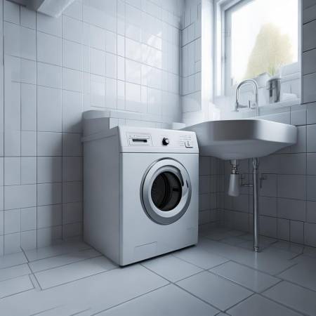 “角落洗衣机,省空间易清洁”