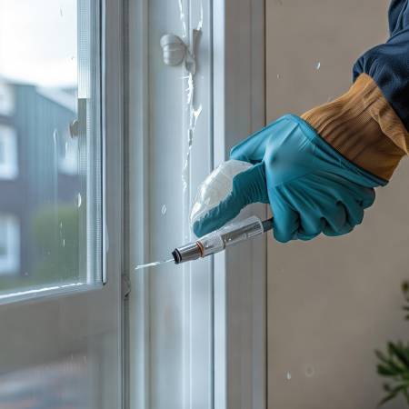 漏风处用密封胶修补