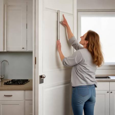 厨房门把手宜高，方便摸黑使用。