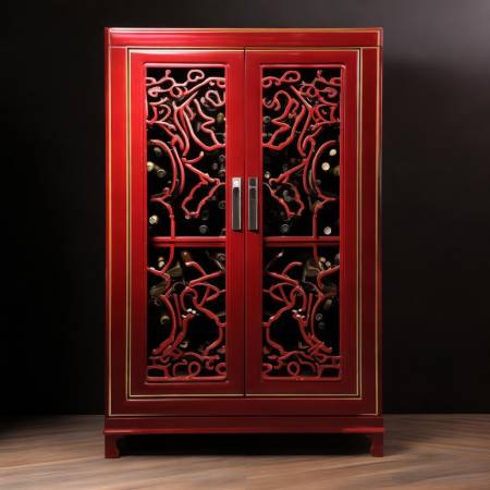 “中式酒柜,红金搭配,文化韵味