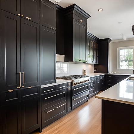 深色烤漆柜配侧吸油烟机