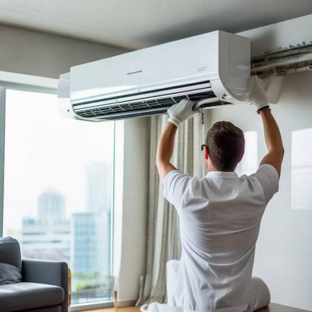 安装空调中