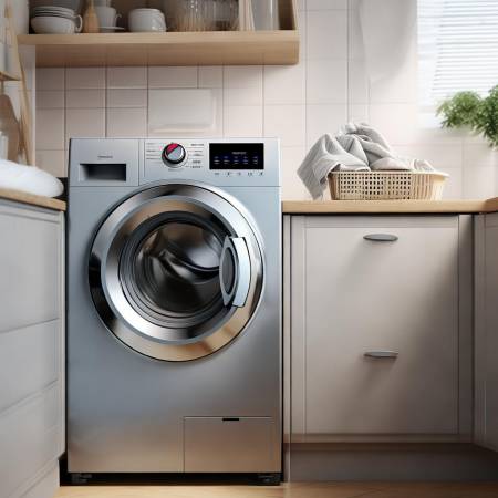 洗衣机工作,待晾晒。