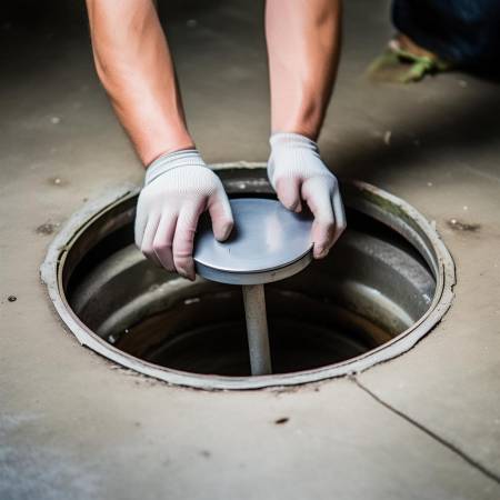 盖子对准排污，用力按下装回