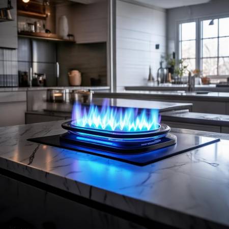 “高效燃烧,安全省时燃气灶”