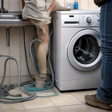 水电连接,检查无误启洗衣