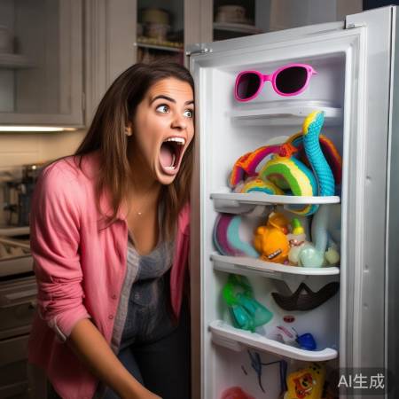 整蛊女孩冰箱惊笑瞬间