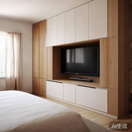 卧室空间巧融合衣柜电视