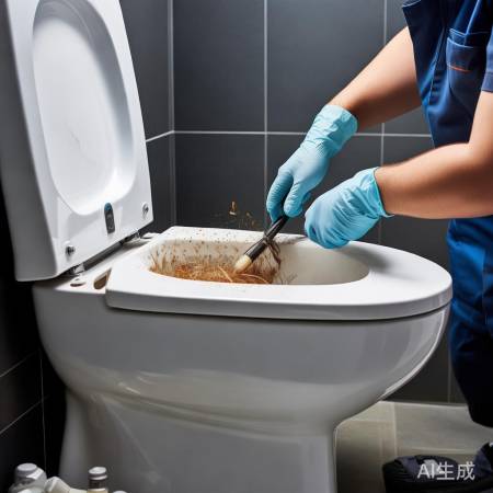 检查马桶内部,清除杂物