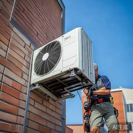 室外机安装，支架固定。