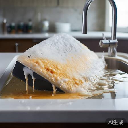 油渍浸泡软化，如幽灵般消散