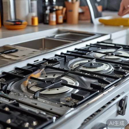 拆解灶面,清洁维修