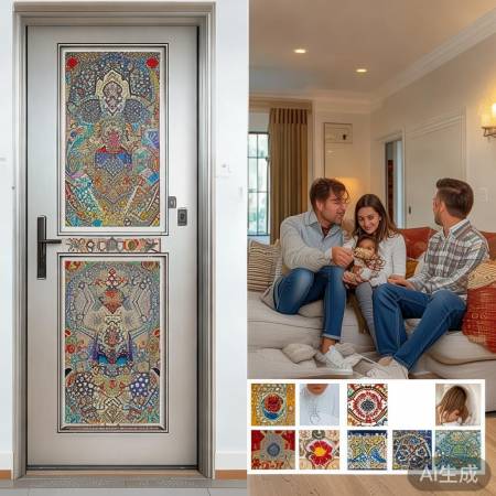 防盗门贴画,美安两得装饰