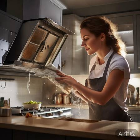 清洗油烟机，擦净油网