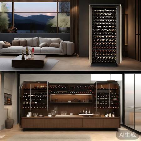 红酒柜摆放，客厅宜厚感强，厨房