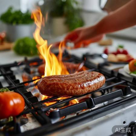 燃气灶烤香肠,简单美味