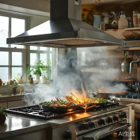厨房油烟机下放炒锅,通风减少油