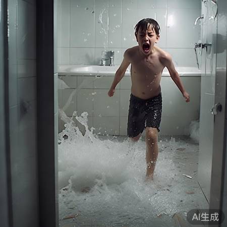 浴室热水器爆炸，孩子幸免于难