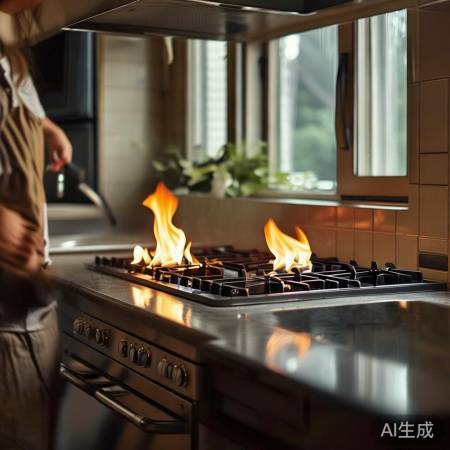 燃气灶需通风,防火安全!