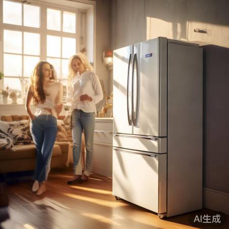 周末阳光下的白色冰箱风尚